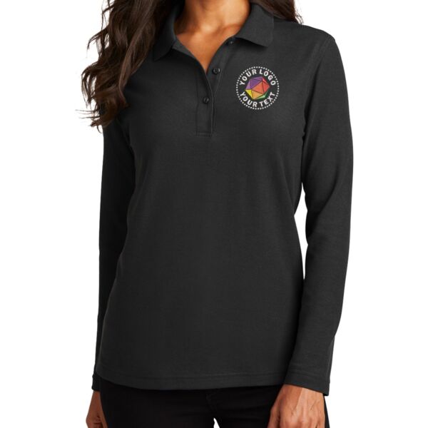 Ladies Silk Touch Long Sleeve Polo Thumbnail