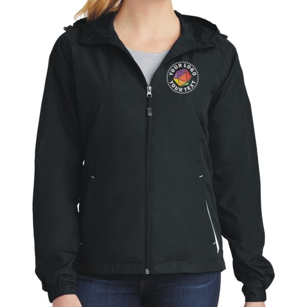 Ladies Colorblock Hooded Raglan Jacket Thumbnail