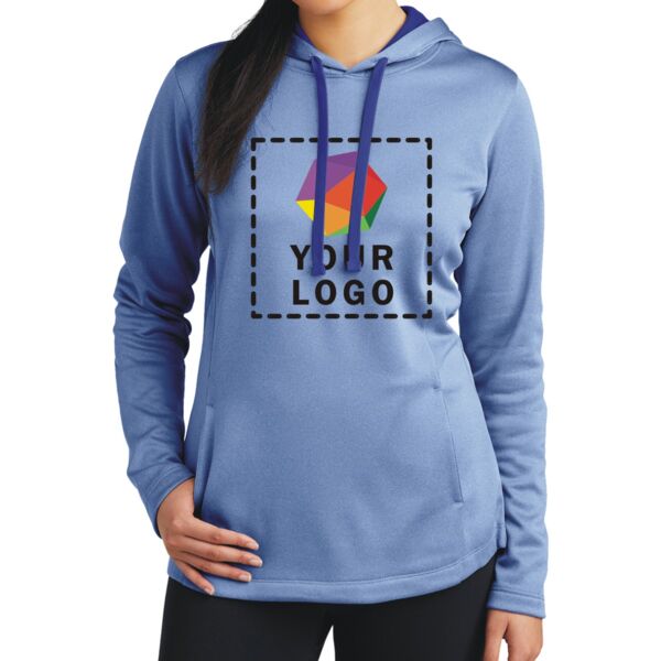 Ladies PosiCharge ® Sport Wick ® Heather Fleece Hooded Pullover Thumbnail
