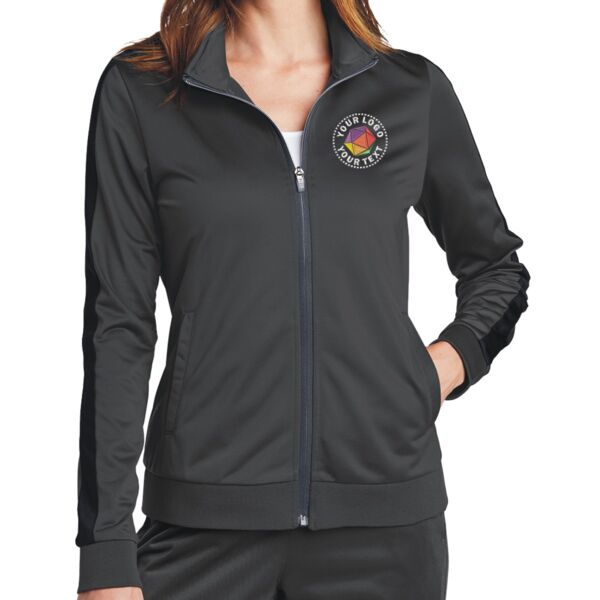 Ladies Tricot Sleeve Stripe Track Jacket Thumbnail