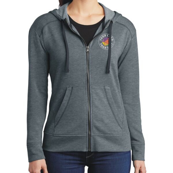 Ladies PosiCharge ® Tri Blend Wicking Fleece Full Zip Hooded Jacket Thumbnail