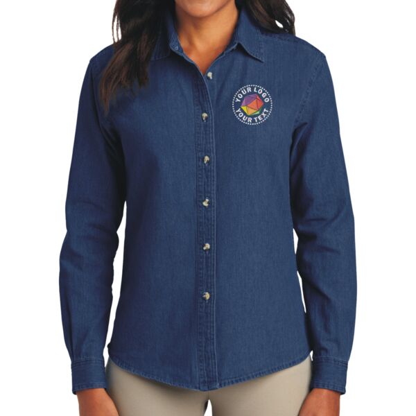 Ladies Long Sleeve Value Denim Shirt Thumbnail