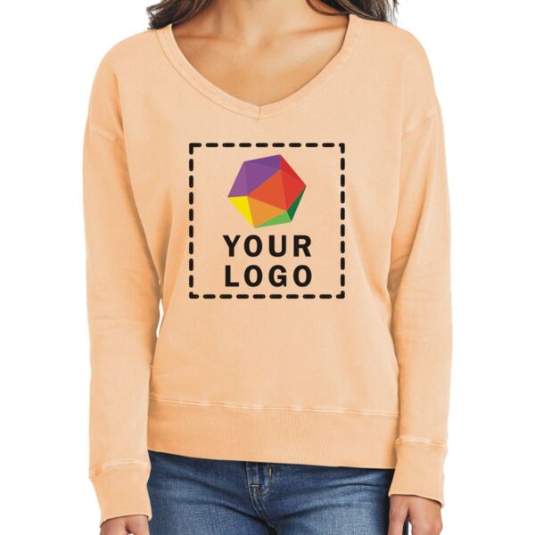 Ladies Beach Wash ® Garment Dyed V Neck Sweatshirt Thumbnail