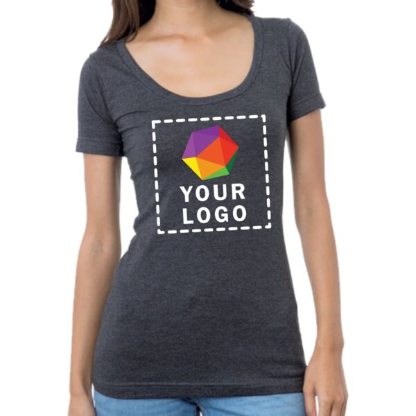 Junior's 4.2 oz., Fine Jersey Wide Scoop Neck T-Shirt Thumbnail