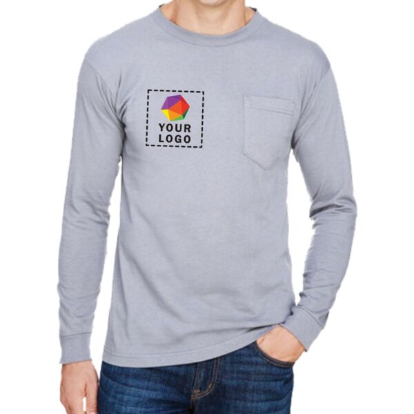 Unisex Union-Made Long-Sleeve Pocket Crew T-Shirt Thumbnail