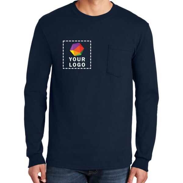 Ultra Cotton ® 100% US Cotton Long Sleeve T Shirt with Pocket Thumbnail