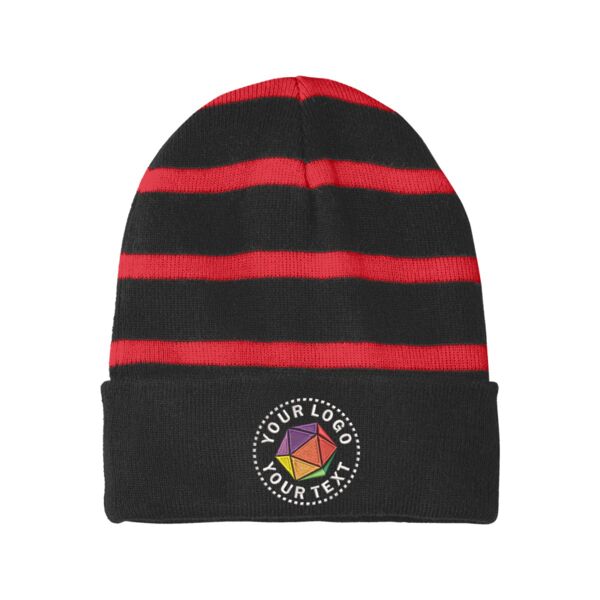 Striped Beanie with Solid Band Thumbnail