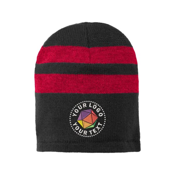 Fleece Lined Striped Beanie Cap Thumbnail