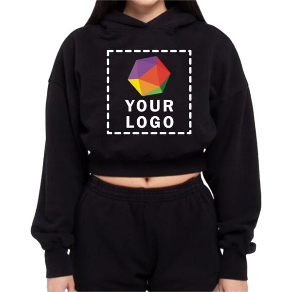 Ladies' Garment Dye Crop Hooded Sweatshirt Thumbnail