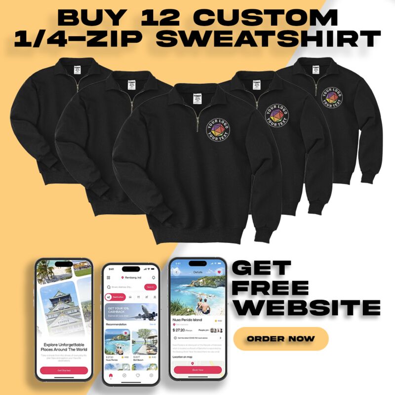 Buy 12 Custom 1/4-Zip Sweatshirt Get Free Website Thumbnail