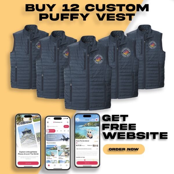 Buy 12 Custom Puffy Vest Get Free Website Thumbnail
