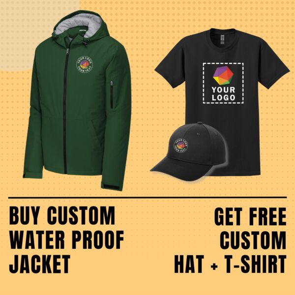 Buy Custom Water Proof Jacket Get Free Custom Hat + Tshirt Thumbnail