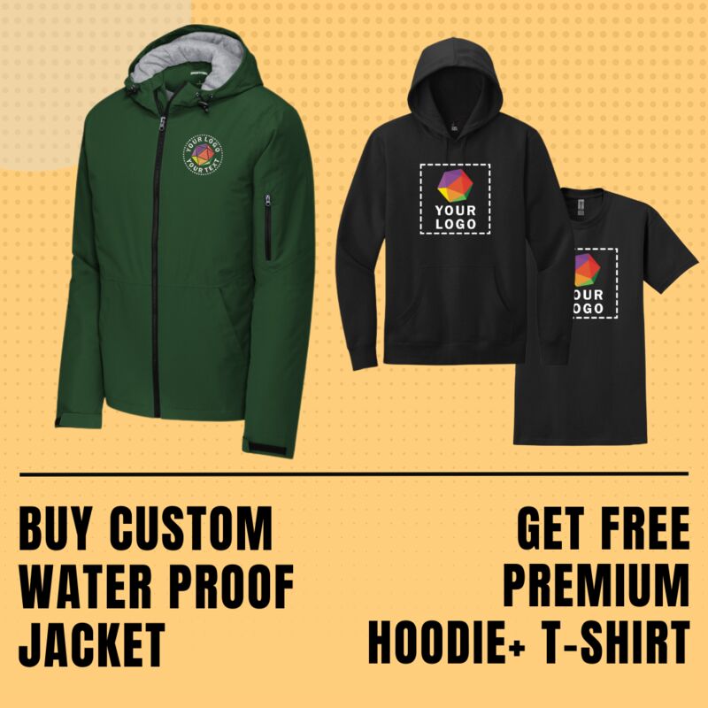 Buy Custom Water Proof Jacket Get Free Premium Hoodie + T-shirt Thumbnail