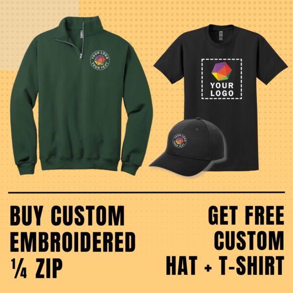 Buy Custom Embroidered 1/4 Zip Get Free Custom Hat + T-Shirt Thumbnail