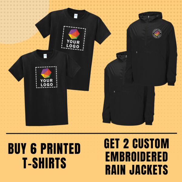 Buy 6 T-Shirts And Get 2 Custom Embroidered Rain Jackets Free Thumbnail
