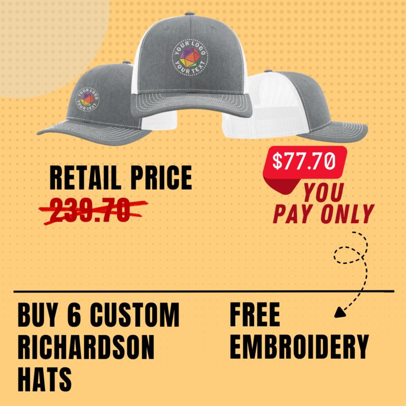 Buy 6 Custom Richardson Hats With FREE EMBROIDERY Thumbnail