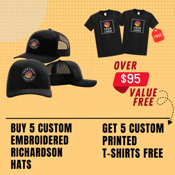 Buy 5 Custom Richardson Hats And Get 5 Custom Printed T-Shirts FREE Thumbnail